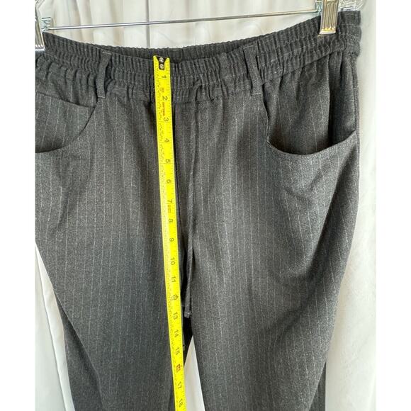 Zara Pinstripes Drawstring Waist Trousers Charcoal Gray 12 Professional 64-29 - Picture 8 of 15